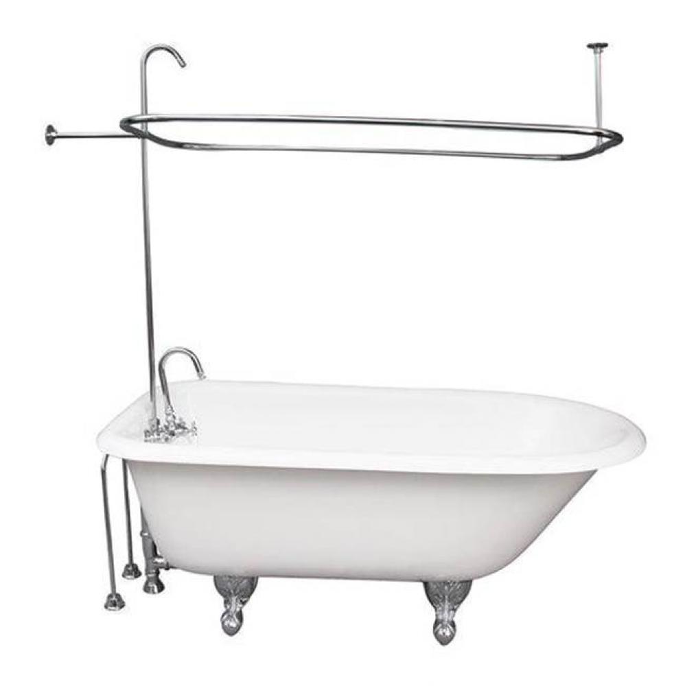 Tub Kit 60'' CI Roll Top, ShwrUnit, Supplies, Drain-Chrome