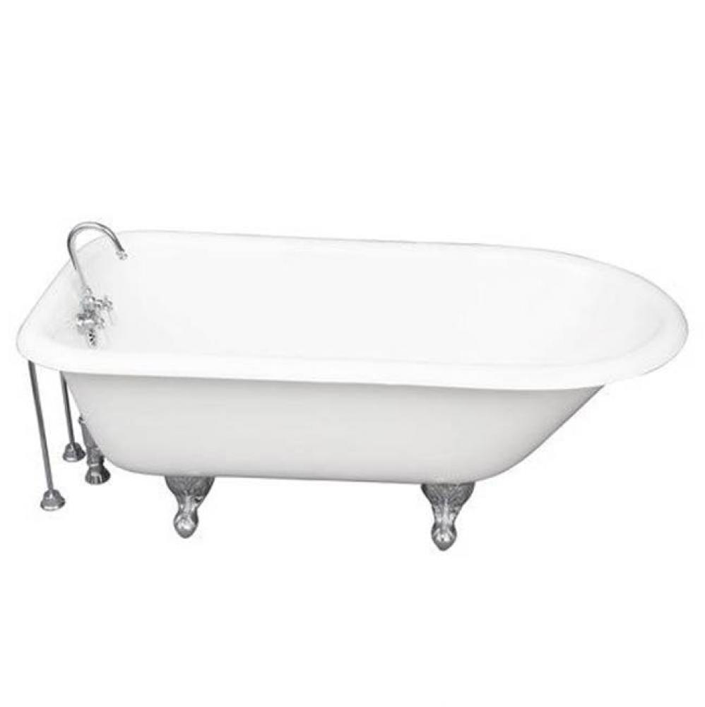 Tub Kit 60'' CI Roll Top, TubFiller, Supplies, Drain-Chrome