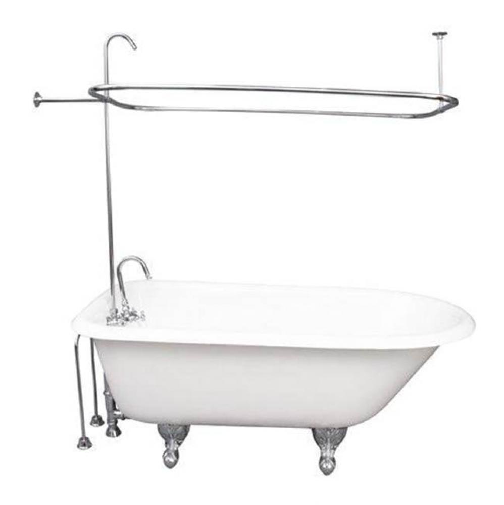 Tub Kit 67'' CI Roll Top, ShwrUnit, Supplies, Drain-Chrome