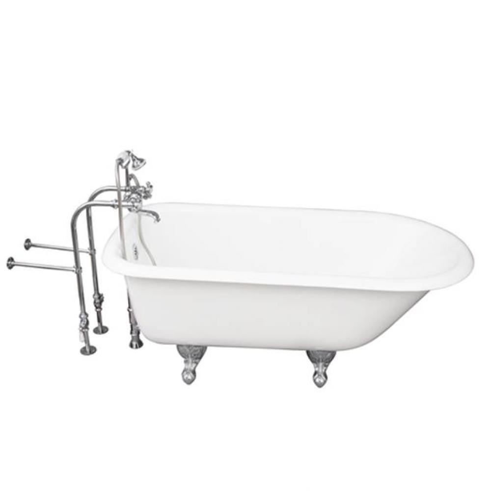 Tub Kit 67'' CI Roll Top, TubFiller, Supplies, Drain-Chrome