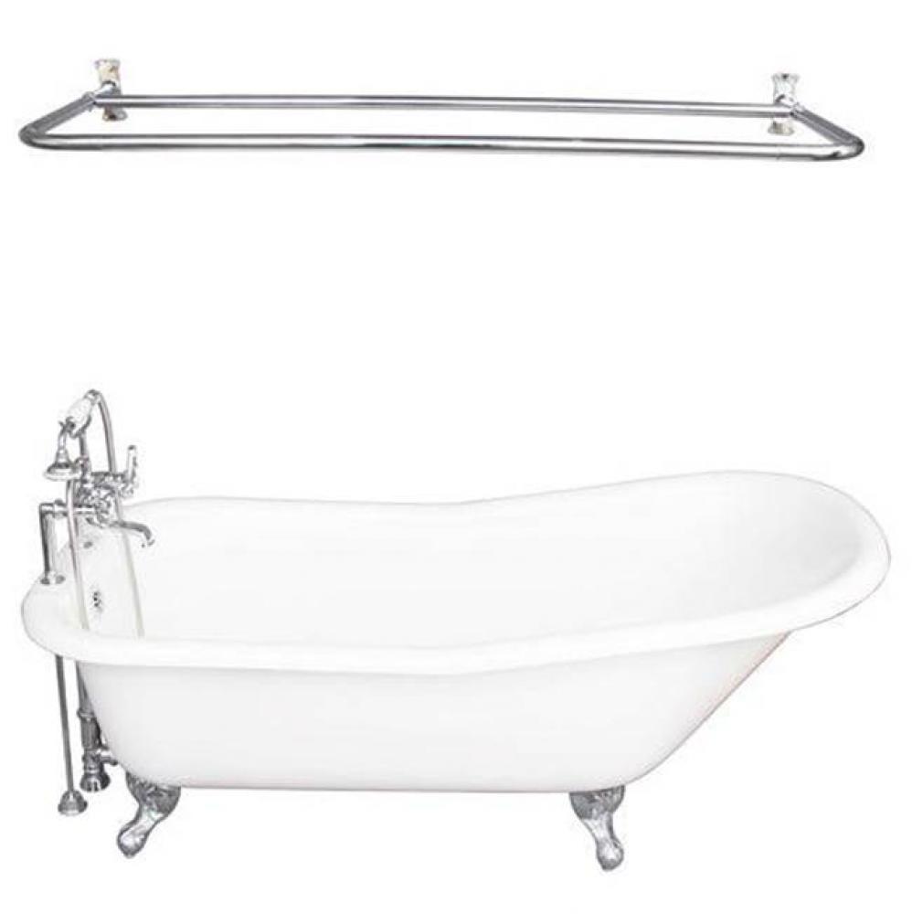 Tub Kit 67'' CI Slipper, ShwrRd,Filler,Supplies, Drain-Chrm