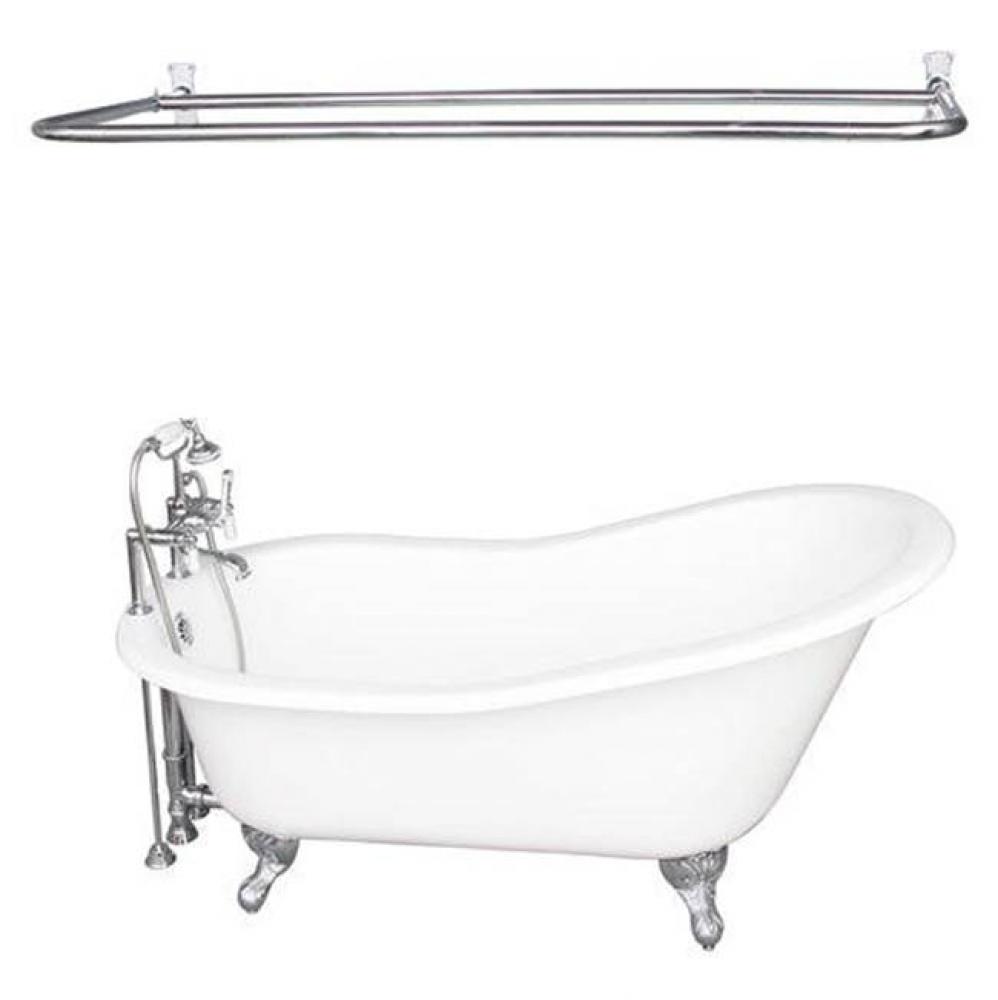 Tub Kit 60'' CI Slipper, ShwrRd,Filler,Supplies, Drain-Chrm