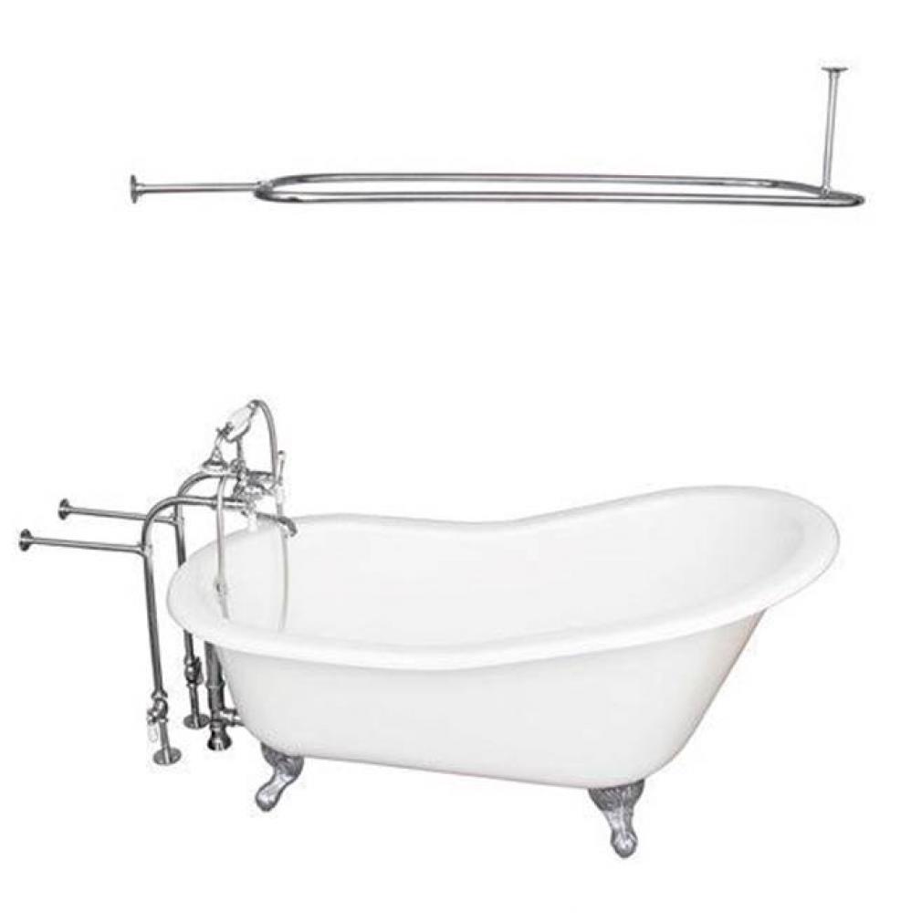 Tub Kit 60'' CI Slipper, ShwrRd,Filler,Supplies, Drain-Chrm