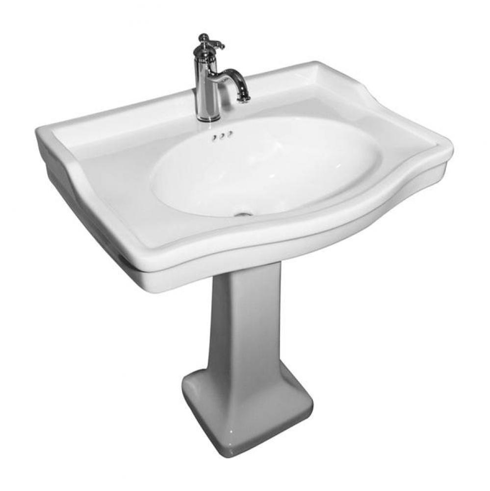 Ensal Pedestal with 1 Faucet Hole, Overflow, White