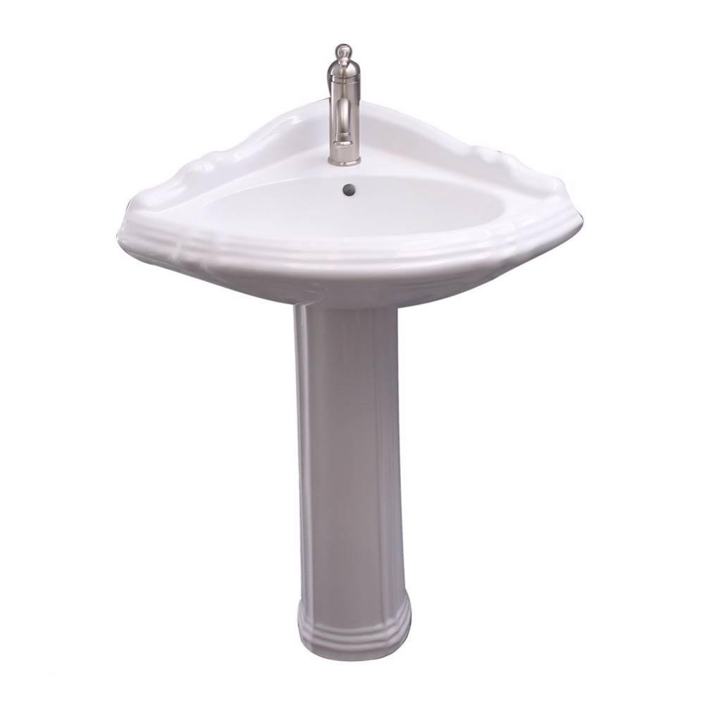 Ethan Corner Basin Only with1-Faucet Hole,W/Overflow,WH