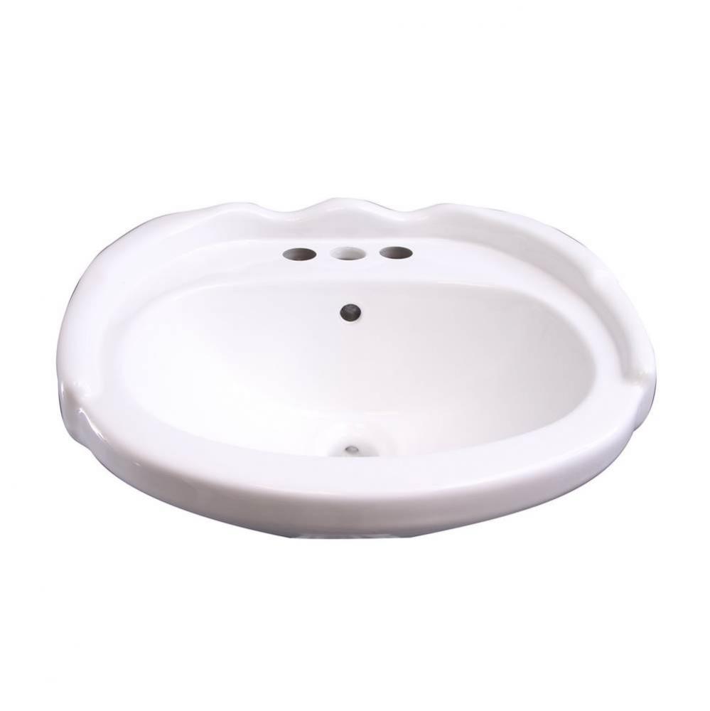 Silvi 20'' Basin Only with1-Faucet Hole,W/ Overflow,WH