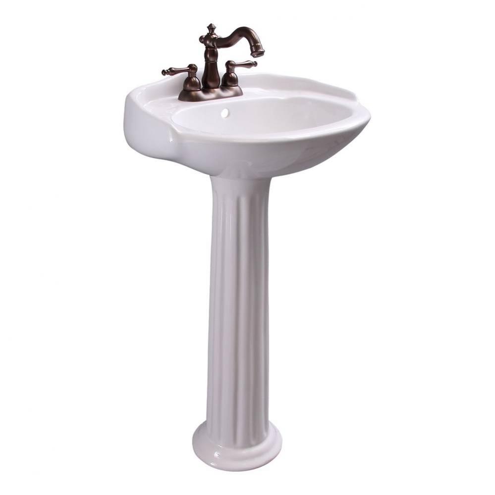 Arianne 19'' Basin Only with4'' Center Set,W/ Overflow,WH