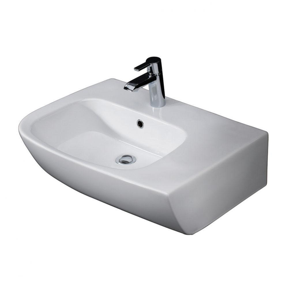 Elena 25'' Above Counter BasinDeck on Right, 1 Hole, White