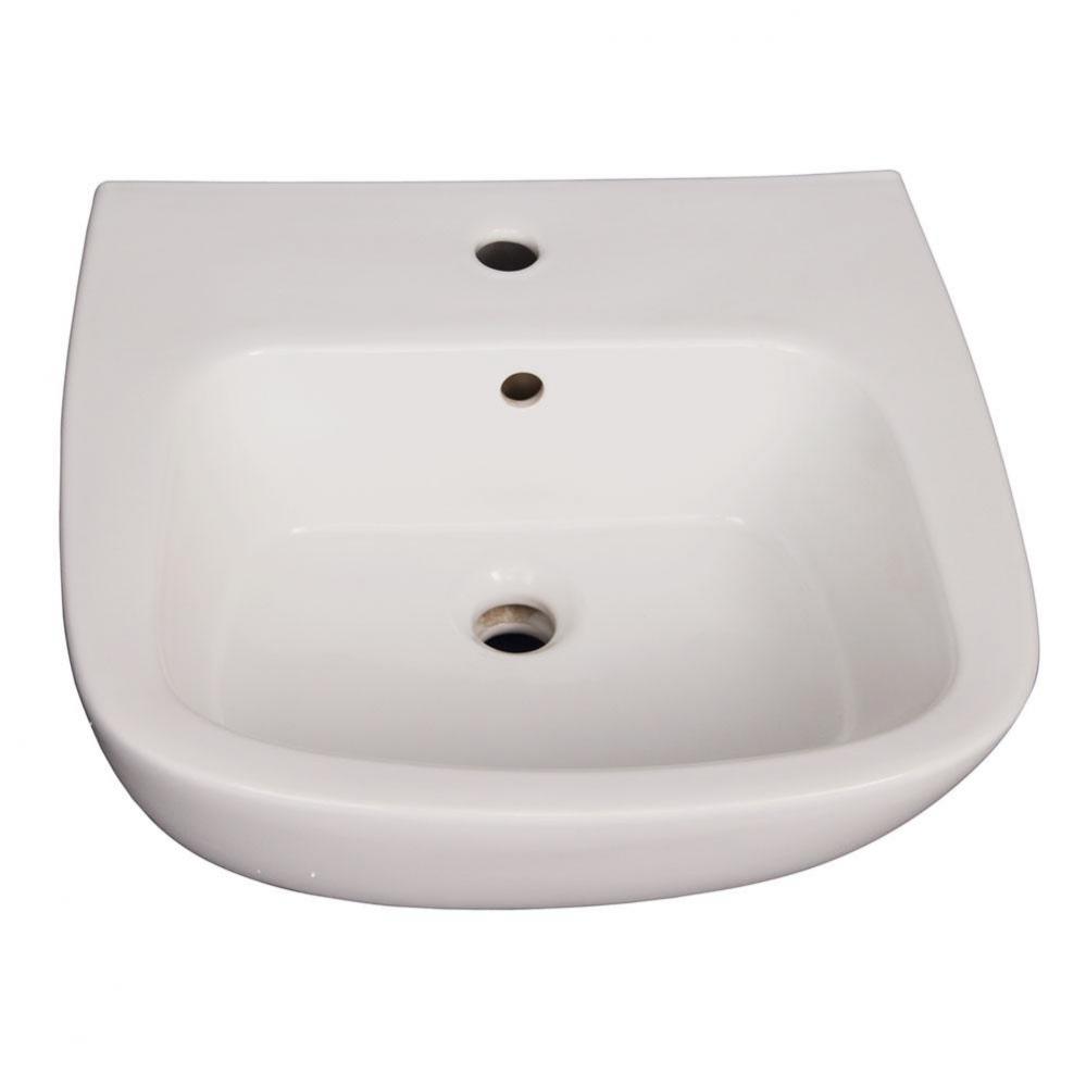 Elena 600 Ped Lav Basin1 Hole, White