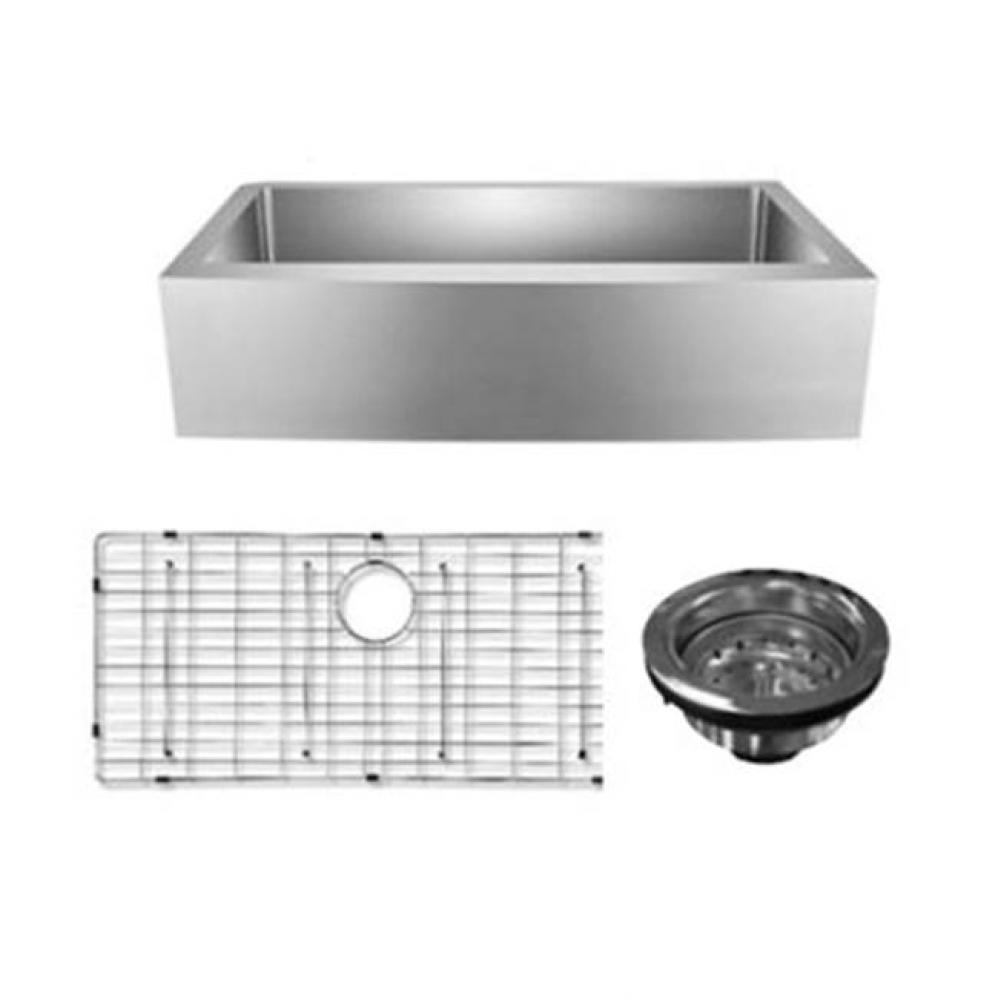 Amanda 33'' Gold SS Curved Sink W/Gold Wiregrid And Strainer