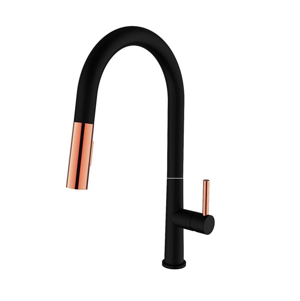 Gypsy Pull Down Kitchen FaucetMatte Black and Rose Gold