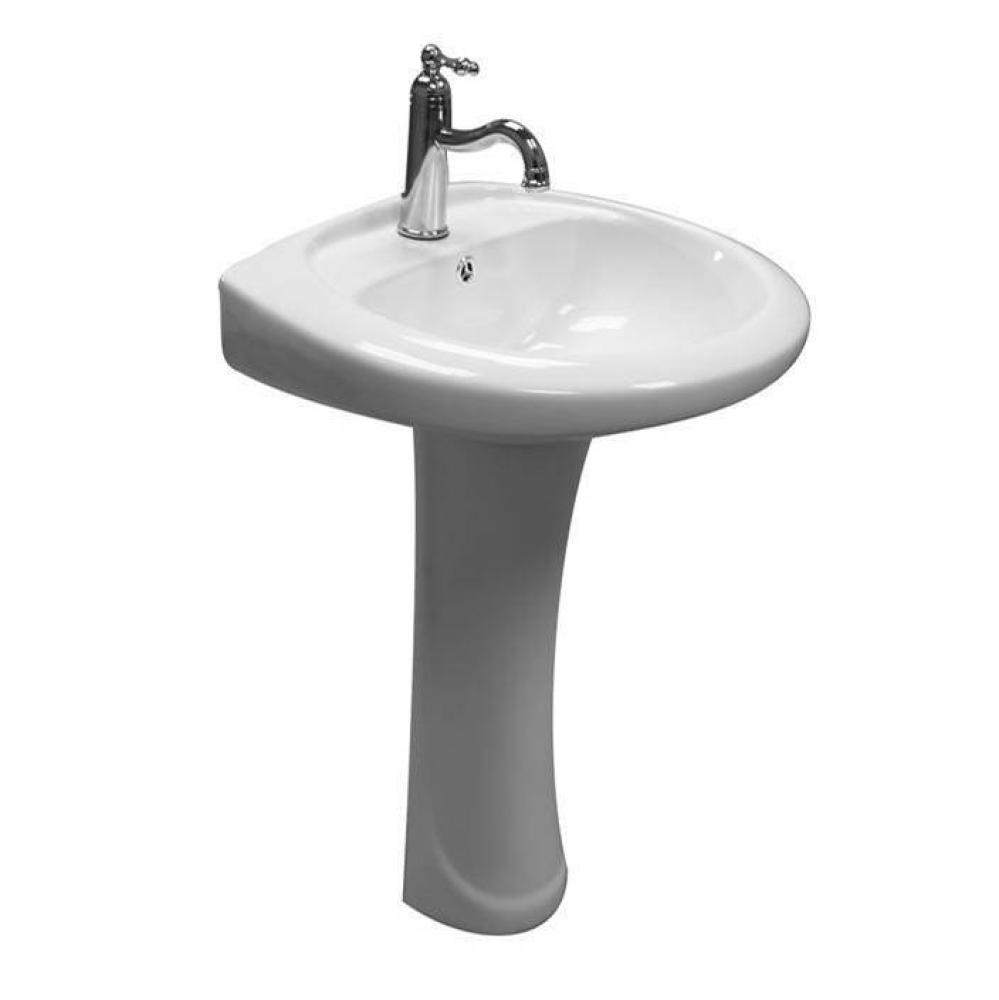 Belmont Pedestal with 1Faucet Hole, Overflow, White