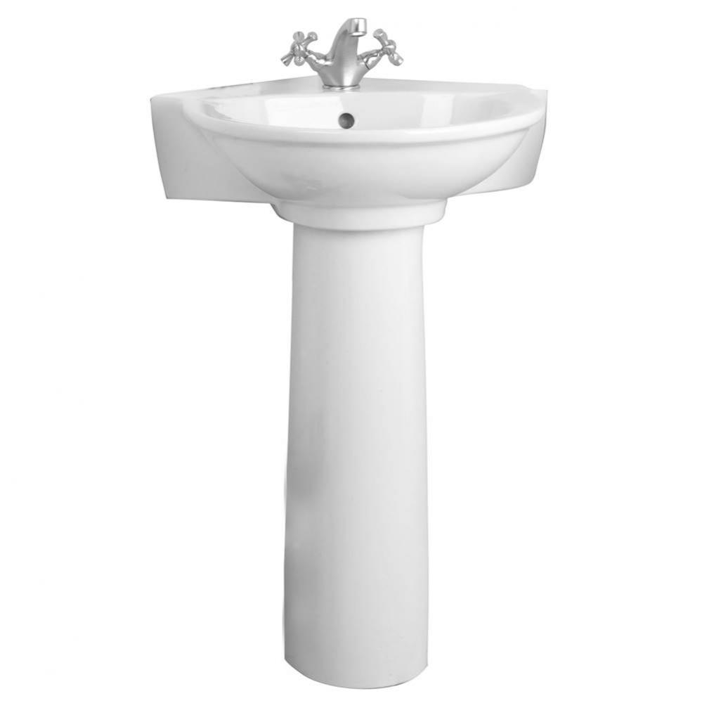 Evolution Corner Pedestal Lavatory, One-Hole, White