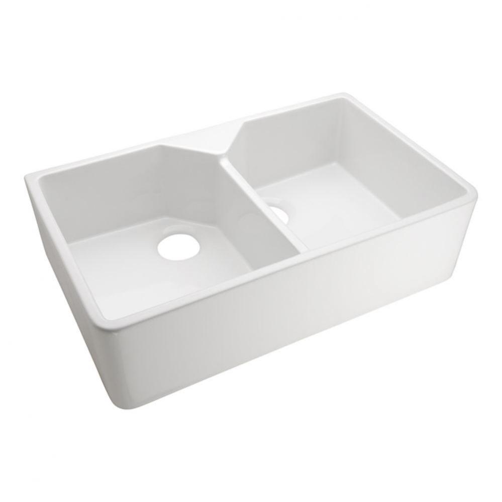 Jolie 31.5'' Double Bowl FarmerSink, One-Hole, White