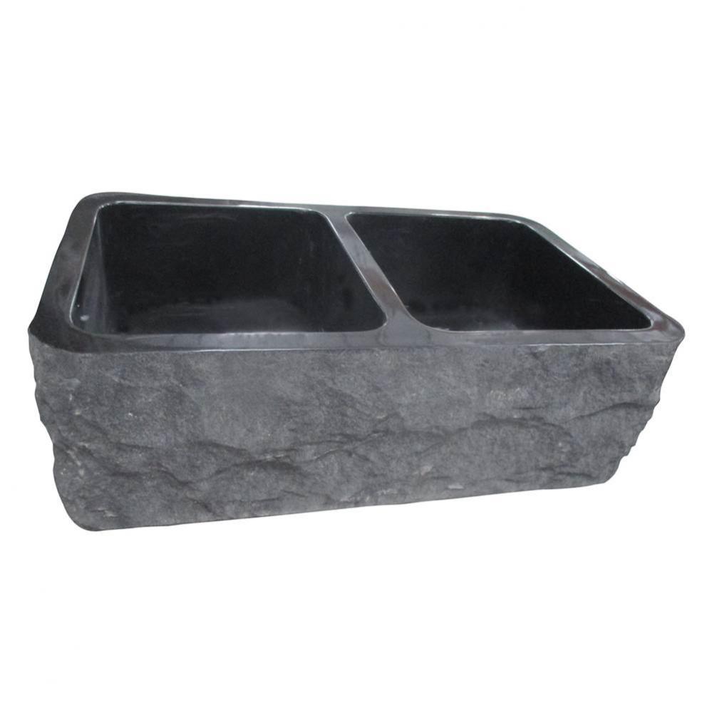 Bowdon 36'' Granite Dbl BowlFarmer Sink,Chiseled Frnt GPBL