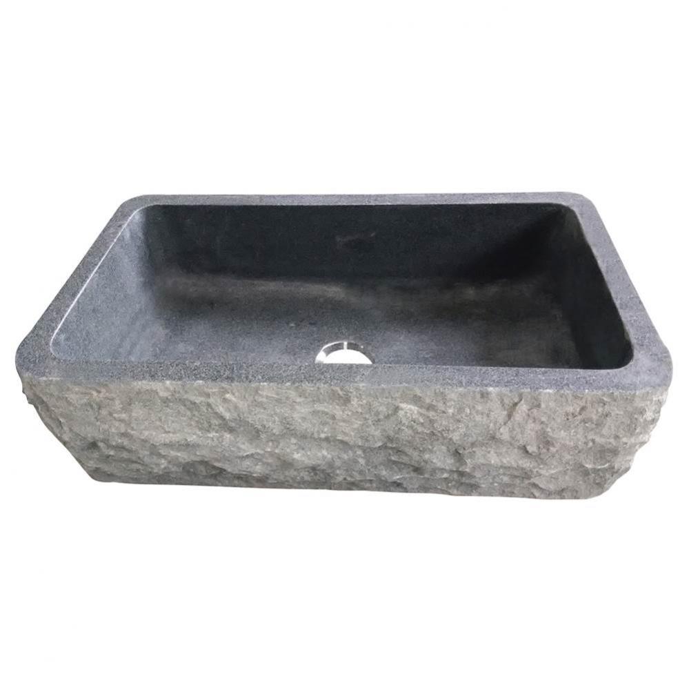 Birgitta 36'' Granite Sngle BwlFarmerSink Chiseled Frnt GPBL