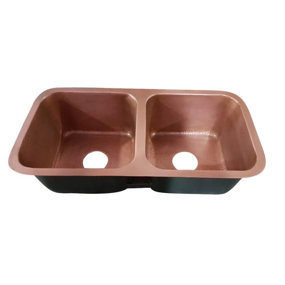 Severn 35'' Copper Dbl BowlUndermount Kitchen Sink, AC
