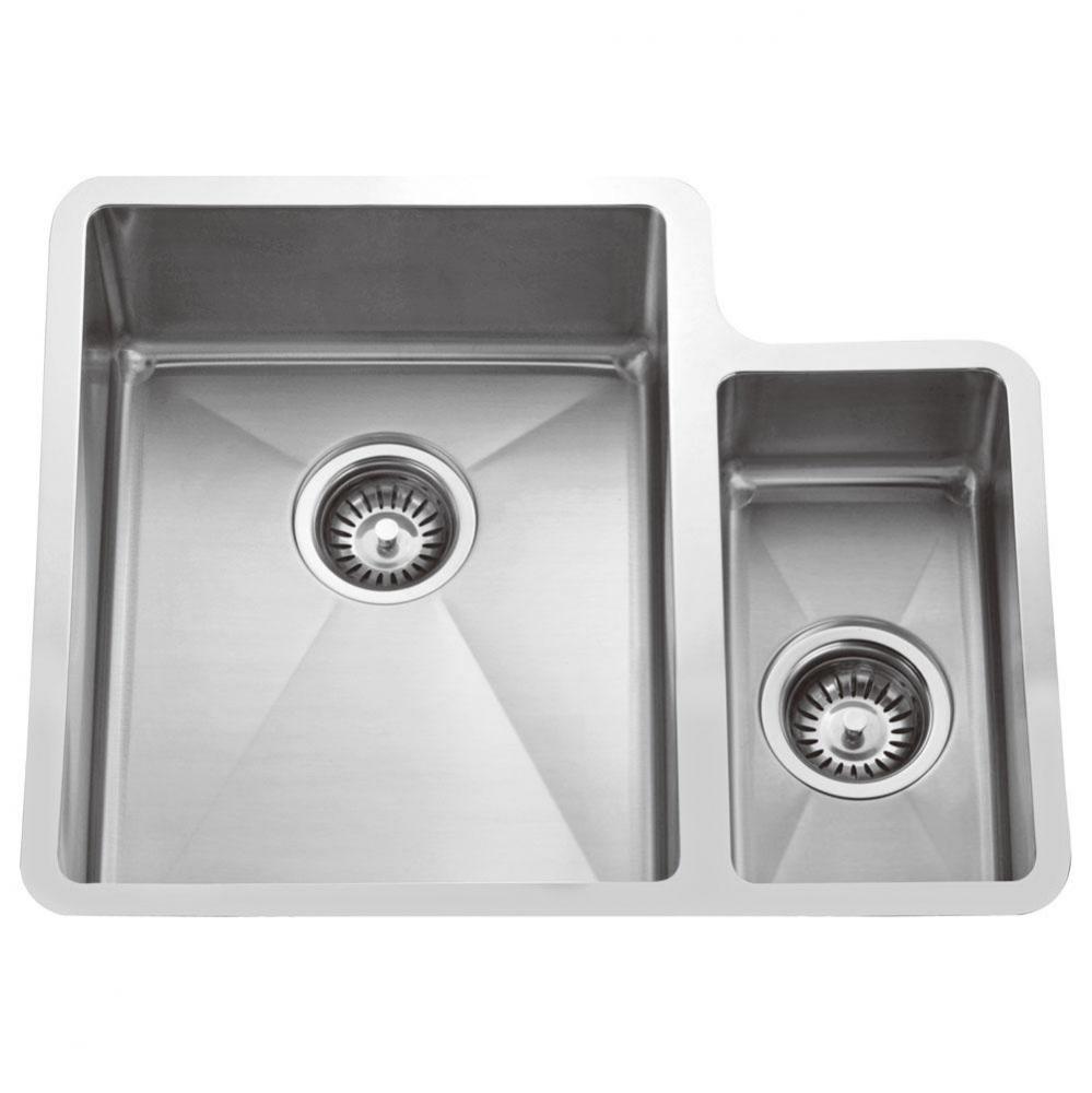 Fennel 24'' Double Bowl 70/30Kitchen Sink, Stainless Steel