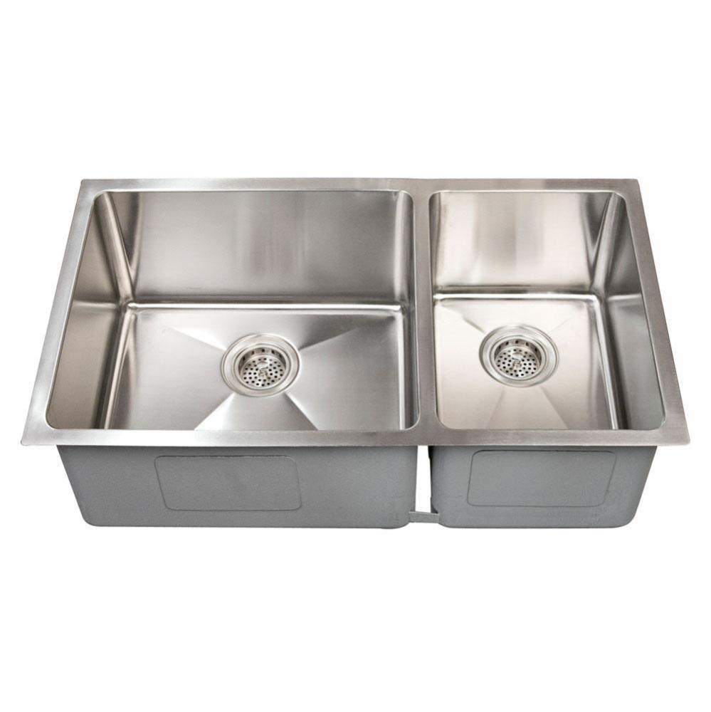 Guilio 33'' SS 60/40 OffsetDbl Bowl Undermount Sink