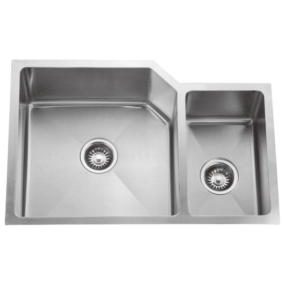 Laguna 33'' SS 70/30 DoubleBowl Offset Undermount Sink