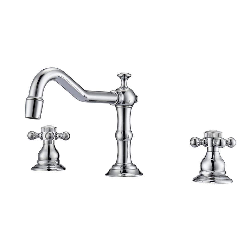 Roma 8''cc Lav Faucet, withHoses,Button Cross Handles, CP