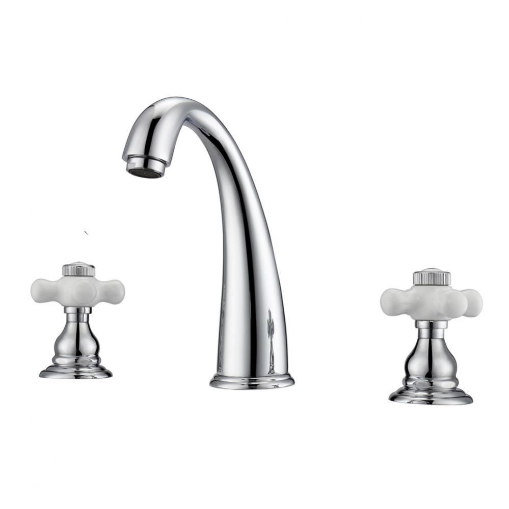 Maddox 8''cc Lav Faucet, withhoses,Porcelain Cross Hdls, CP