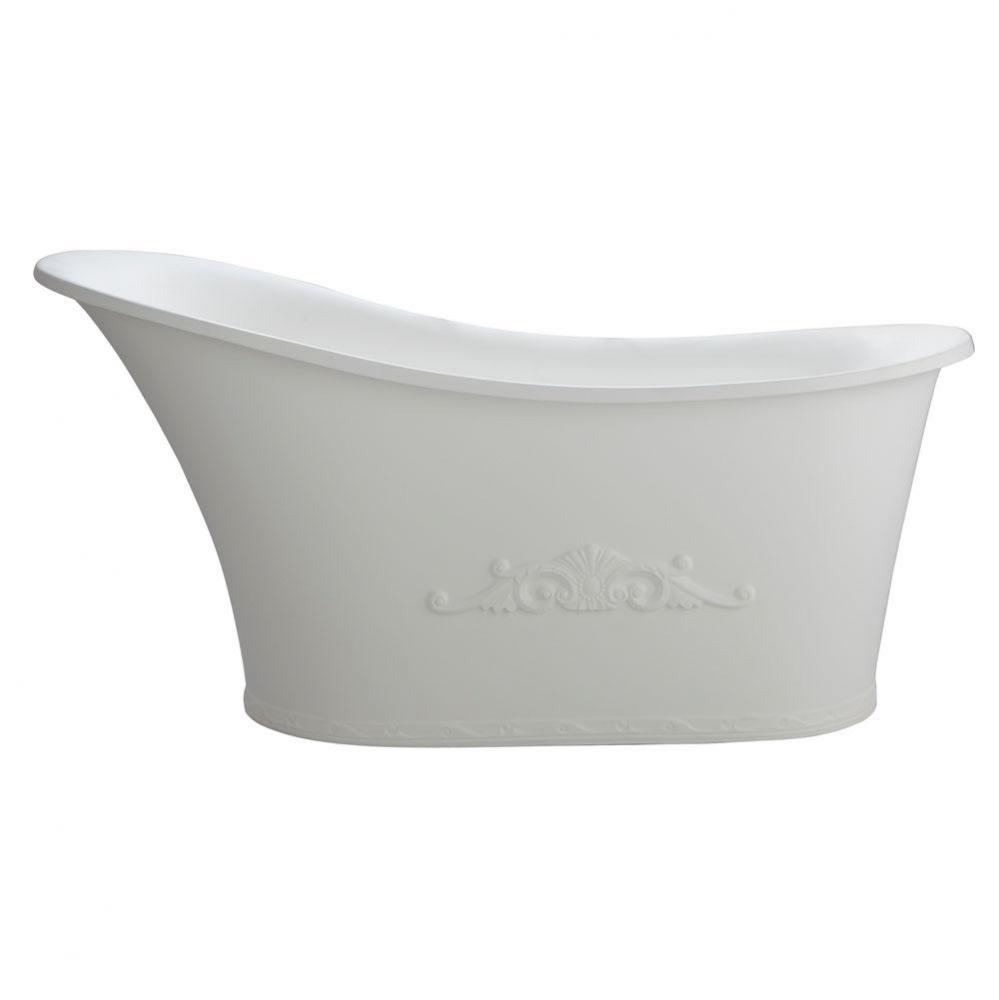 Ayanna Resin Slipper Tub 59''No Faucet Holes, White Matte