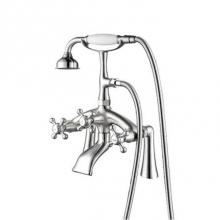 Barclay 4612-MC-CP - Deck Mount Filler w/HandShower8'' Curved Bdy,Cross Hndl,CP