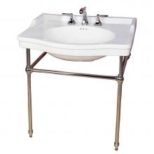 Barclay 755WH-BN - Ensal 30''Console w/Stand,White 1 Faucet Hole, BN Stand