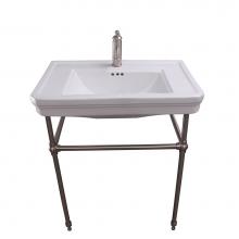 Barclay 754WH-BN - Drew 30'' Console w/Stand, White, 1 Faucet Hole, BN Stand
