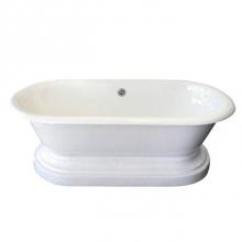 Barclay CTDRHB-WH - Duet Cast Iron Dbl Roll Tub WHw/base, 67'', 7'' Holes