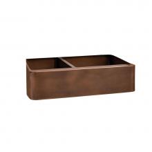 Barclay FSCDB3546-SAC - Otero 33'' Smooth Offset DblBwl Farmer Copper Sink-SAC