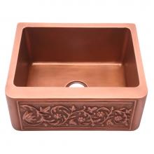 Barclay FSCSB3082-SAC - Cilantro 25'' Embossed SingleBwl Copper Farmer Sink-SAC