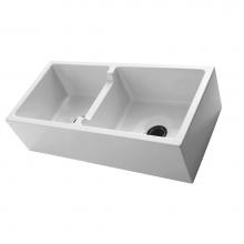 Barclay FSDB1558-WH - Mina 39'' Double Bowl  Low-Divide Farmer Sink, White
