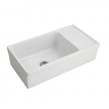 Barclay FSSDR1008-WH - Inez 36'' Single Bowl FireclayFarmer Sink w Drainboard-WH