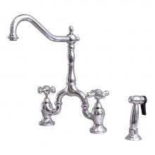 Barclay KFB506-MC2-CP - Carlton Kitchen Bridge FaucetSidespray and Metal Cross Hdl,CP