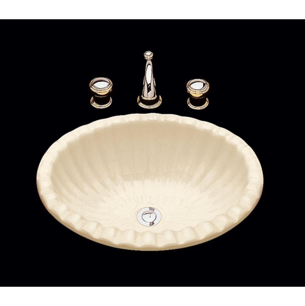 Julie, Single Glazed Fluted Oval Lavatory, Shell Pattern, Overflow, Drop In Only