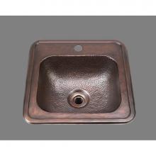 Bates and Bates B1012H.PB - Square Bar Sink With Faucet Ledge, Hammertone Pattern, Drop In