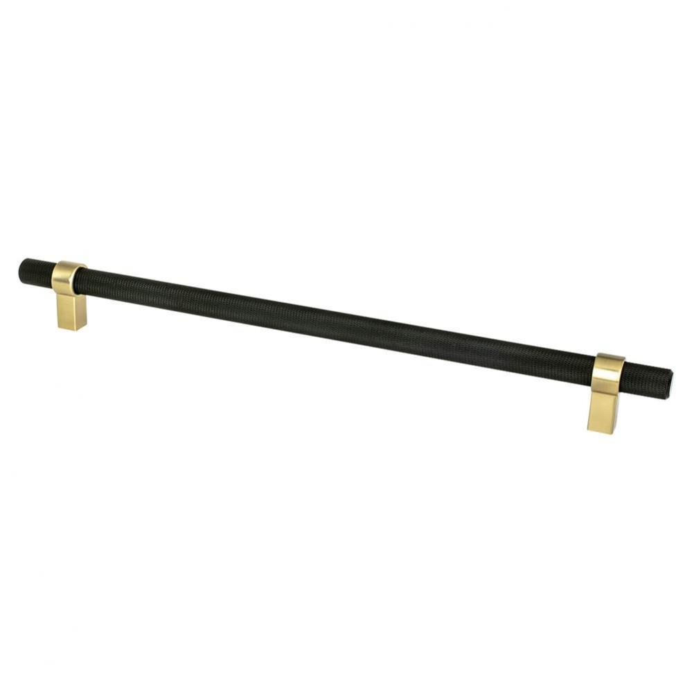 Radial Reign 12in. CC Matte Black Bar and Modern Brushed Gold Posts Appliance Pull