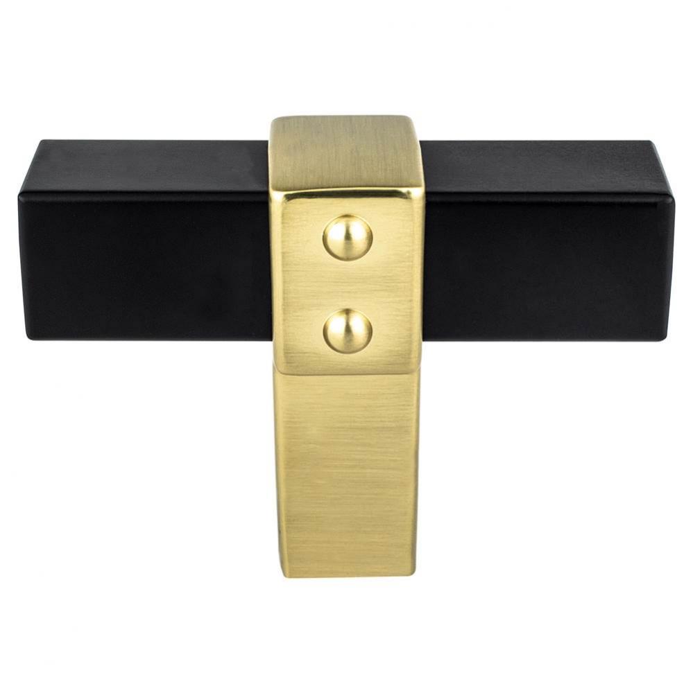 Rivet Rebel Matte Black Bar and Modern Brushed Gold Post Knob