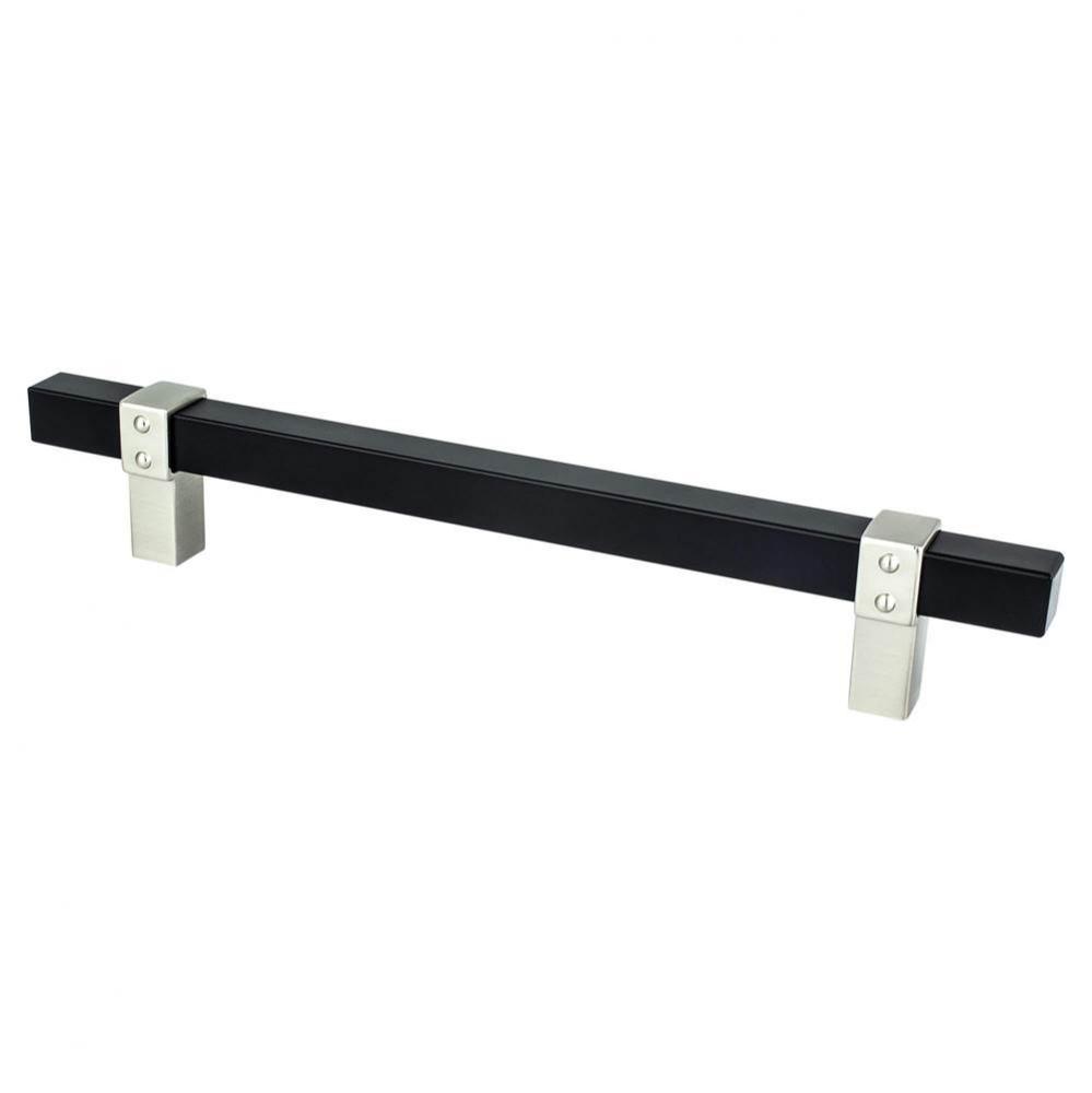 Rivet Rebel 160mm CC Matte Black Bar and Brushed Nickel Posts Pull