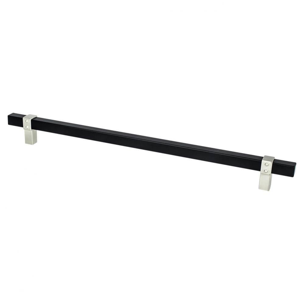 Rivet Rebel 12in. CC Matte Black Bar and Brushed Nickel Posts Appliance Pull