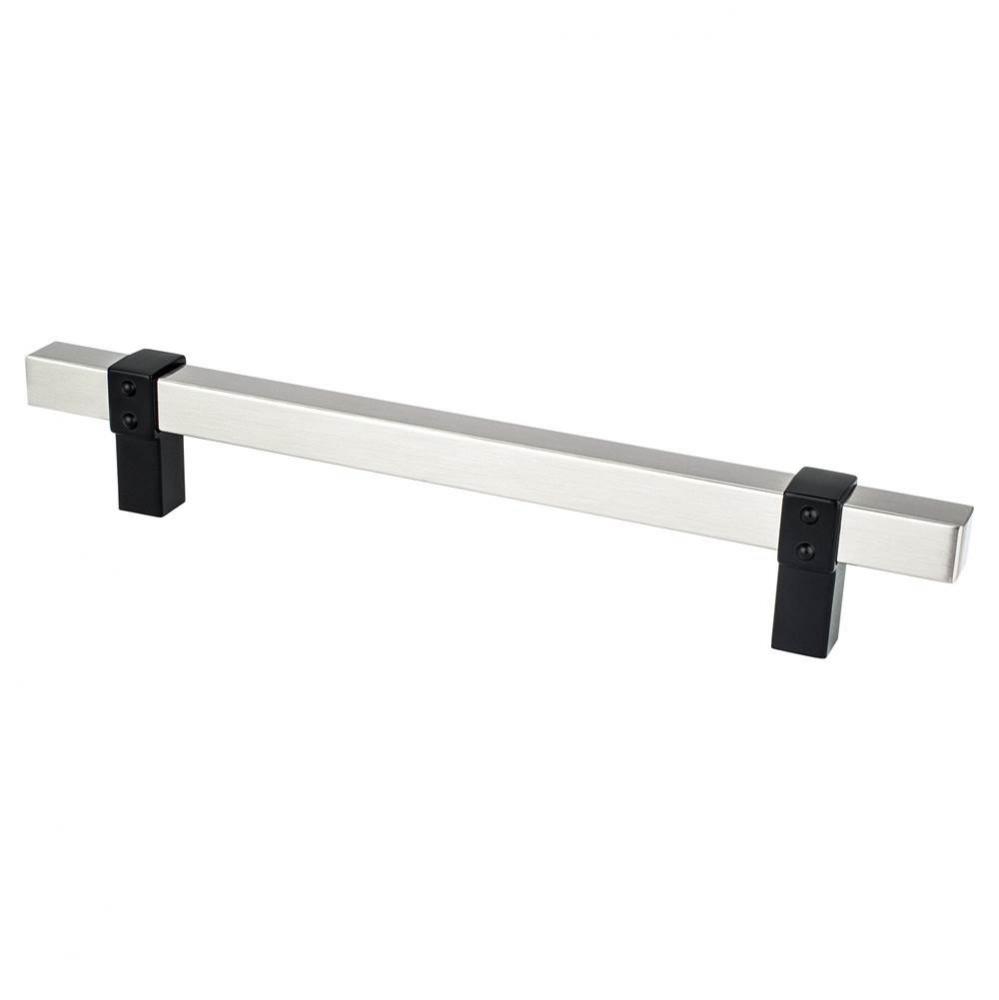 Rivet Rebel 160mm CC Brushed Nickel Bar and Matte Black Posts Pull