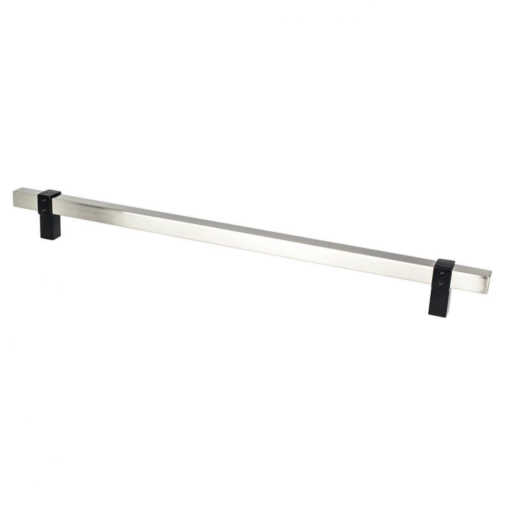 Rivet Rebel 12in. CC Brushed Nickel Bar and Matte Black Posts Appliance Pull