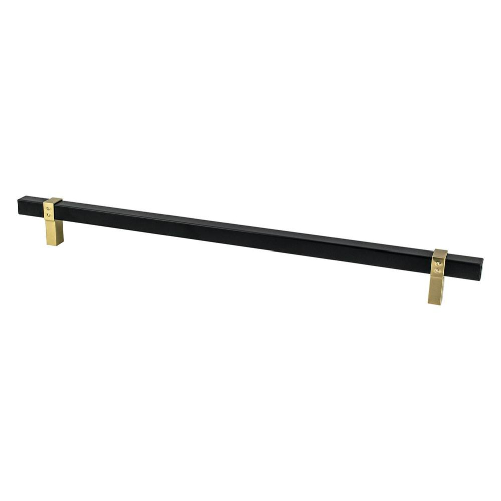 Rivet Rebel 18 inch CC  Matte Black Bar and Modern Brushed Gold Posts Appliance Pull