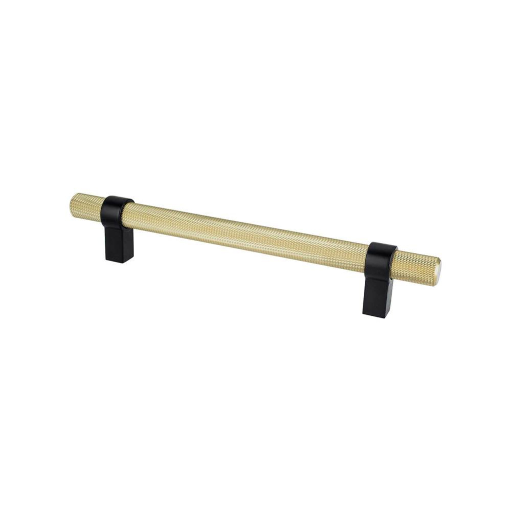 Radial Reign 160mm CC Modern Brushed Gold Bar and Matte Black Posts Pull