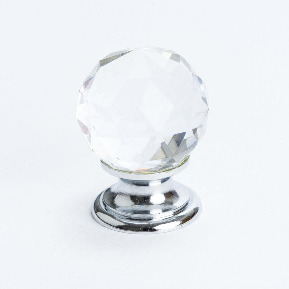 Europa Faceted Crystal Polished Chr Knob