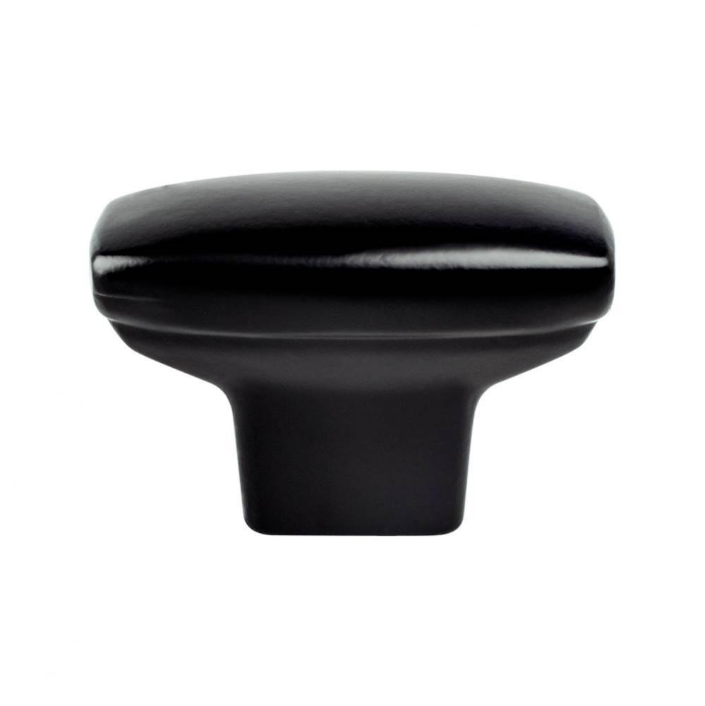 Transitional Advantage One Matte Black Rounded Rectangle Knob  -This knob has a tooth on the botto