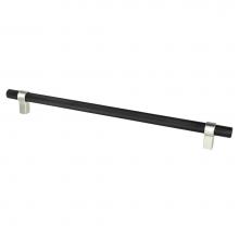 Berenson 5065-455BPN-P - Radial Reign 12in. CC Matte Black Bar and Brushed Nickel Posts Appliance Pull