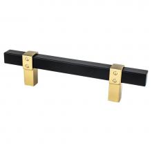 Berenson 5109-455MDB-P - Rivet Rebel 96mm CC Matte Black Bar and Modern Brushed Gold Posts Pull